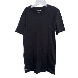 Lacoste Classic Solid Black Cotton Crew Neck TShirt Minimal Design Everyday Wear